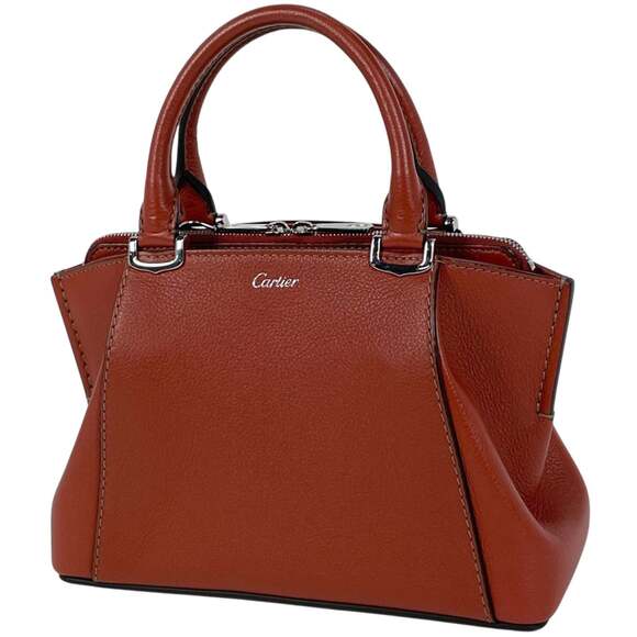 CARTIER Handbags - Cartier logo handbag "C de Cartier" in brown leather for women